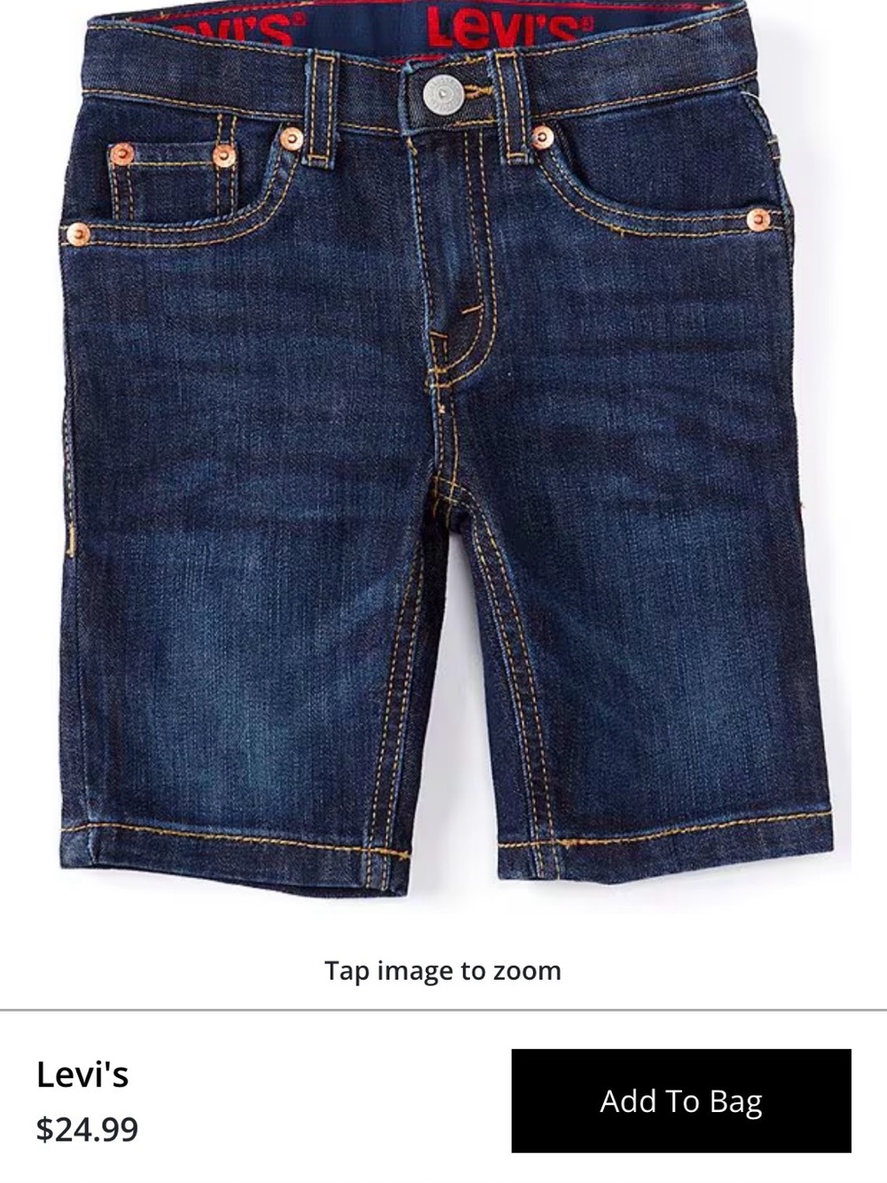 Levi's Navy Blue Denim Kids Shorts